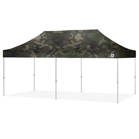 E-Z Up TAA Compliant Endeavor Shelter, 10' W x 20' L, Gray Aluminum Frame, Woodland Camo Top END3A20KMCWC